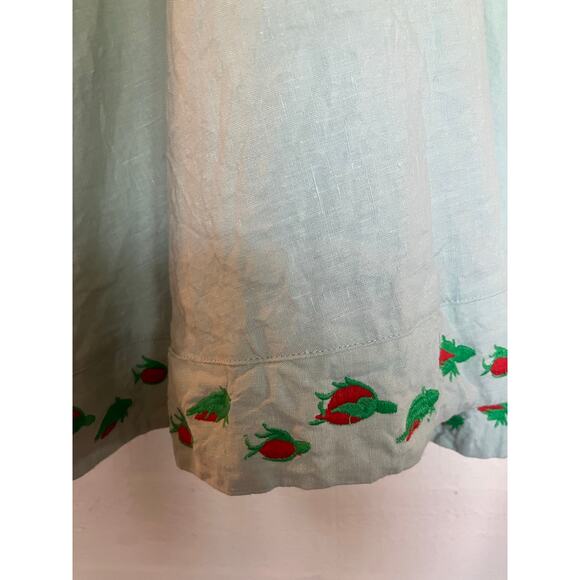 FANM MON Alanya Off Shoulder Maxi Dress Linen Size Small S Mint PRAIRIE FEMININE - Picture 5 of 7